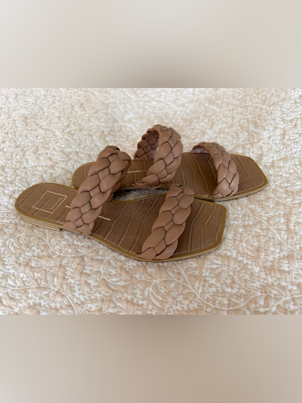 Dolce Vita Tan Braided Double-Strap Slide Sandals